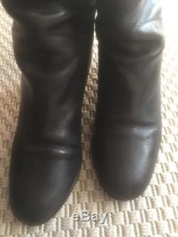 Chanel vintage black knee high horse riding style boots Size 38