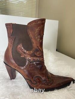 Charlie 1 Horse Vintage Handmade Leather Boots / Size 8 Women's Western Cowgirl