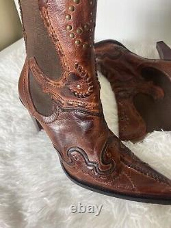 Charlie 1 Horse Vintage Handmade Leather Boots / Size 8 Women's Western Cowgirl