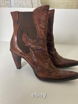 Charlie 1 Horse Vintage Handmade Leather Boots / Size 8 Women's Western Cowgirl