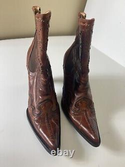 Charlie 1 Horse Vintage Handmade Leather Boots / Size 8 Women's Western Cowgirl