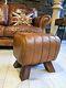 Chesterfield vintage John Lewis Pommel horse footstool Tan brown Courier avai