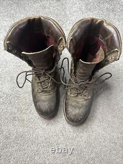 Chippewa Brown Leather Crazy Horse Lace Up Logger Boots Size 7 Vintage USA Made