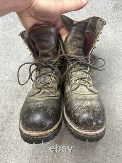 Chippewa Brown Leather Crazy Horse Lace Up Logger Boots Size 7 Vintage USA Made