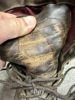 Chippewa Brown Leather Crazy Horse Lace Up Logger Boots Size 7 Vintage USA Made