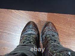 Chippewa Brown Leather Crazy Horse Lace Up Logger Boots Size 7D Vintage USA Made