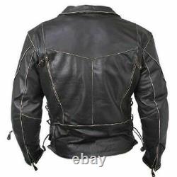 Classic Vintage Distressed Terminator Brando Men's Biker Leather Jacket