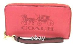 Coach C3548 Long Zip Around Horse & Carriage Wallet Poppy Vintage Mauve NWT $268