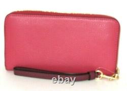 Coach C3548 Long Zip Around Horse & Carriage Wallet Poppy Vintage Mauve NWT $268