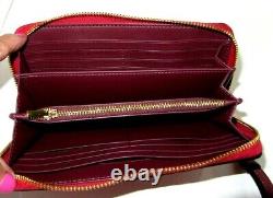 Coach C3548 Long Zip Around Horse & Carriage Wallet Poppy Vintage Mauve NWT $268