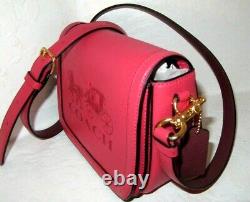 Coach C4058 Saddle Bag Horse & Carriage Leather Poppy Vintage Mauve Pink NWT$350