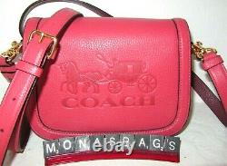 Coach C4058 Saddle Bag Horse & Carriage Pebble Leather Poppy Vintage Mauve Pink