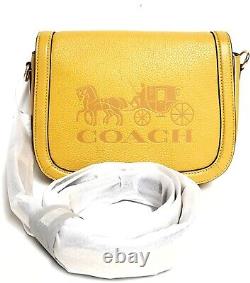 Coach Horse and Carriage Saddle Bag Gold Ochre Vintage Mauve Pebbled Leather New