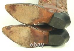 Code West Black Brown Cowboy Boots Red Inlay Wings Vintage 80S US Made Women 7 M