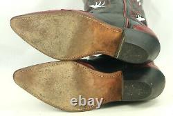 Code West Black Red Cowboy Firewalker Boots Inlays Vintage 80S US Made Women 8 M