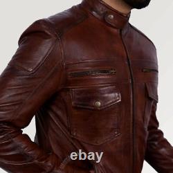 Coffmen Distressed Brown Vintage Real Leather Jacket