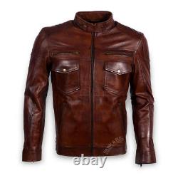 Coffmen Distressed Brown Vintage Real Leather Jacket