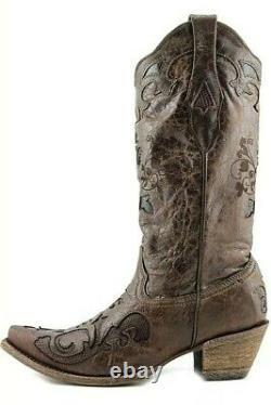 Corral Boots Women's Chocolate Vintage Lizard Inlay, 7.5, NWB
