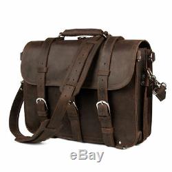 Crazy Horse Leather Men's Backpack Briefcases Laptop Bag Vintage Duffle Bag