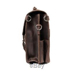 Crazy Horse Leather Men's Backpack Briefcases Laptop Bag Vintage Duffle Bag