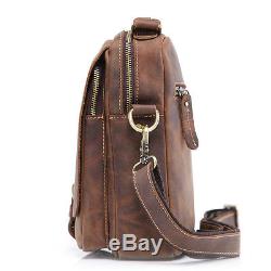 Crazy Horse Vintage Leather Men Messenger Bag Travel Small Handbag Satchel