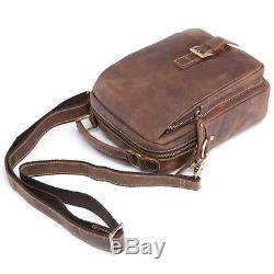 Crazy Horse Vintage Leather Men Messenger Bag Travel Small Handbag Satchel