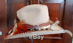 Custom 1970s Charlie 1 Horse Cowboy Hat with Bones Feathers Leather & Custom Box