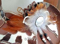 Custom 1970s Charlie 1 Horse Cowboy Hat with Bones Feathers Leather & Custom Box