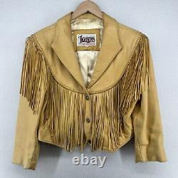 DIAMOND LEATHERS Jacket Womens M Fringed Leather Cowboy Cropped Western VTG