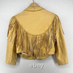 DIAMOND LEATHERS Jacket Womens M Fringed Leather Cowboy Cropped Western VTG