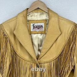 DIAMOND LEATHERS Jacket Womens M Fringed Leather Cowboy Cropped Western VTG