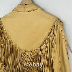 DIAMOND LEATHERS Jacket Womens M Fringed Leather Cowboy Cropped Western VTG