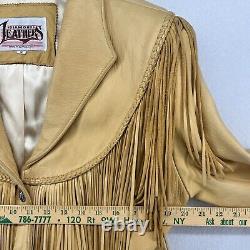 DIAMOND LEATHERS Jacket Womens M Fringed Leather Cowboy Cropped Western VTG