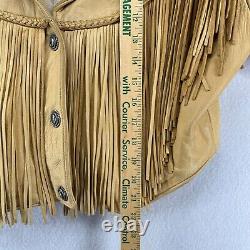 DIAMOND LEATHERS Jacket Womens M Fringed Leather Cowboy Cropped Western VTG