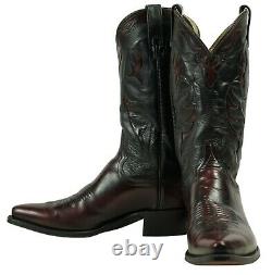 Dan Post Black Cherry Brushoff Cowboy Boots Inlay Vintage 1993 US Made Men 9.5 D