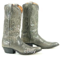 Dan Post Men's Dark Gray Leather Cowboy Western Boots Vintage 70s Spain 9.5 B