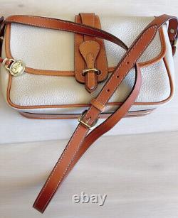Dooney Bourke Equestrian Crossbody Shoulder Bag Cream British Tan Vintage Rare