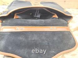 Dooney & Bourke Vintage Equestrian Pebbled Dark Navy & Tan Leather Briefcase