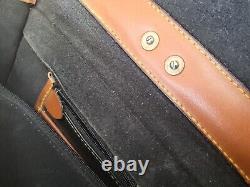 Dooney & Bourke Vintage Equestrian Pebbled Dark Navy & Tan Leather Briefcase