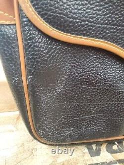 Dooney & Bourke Vintage Equestrian Pebbled Dark Navy & Tan Leather Briefcase