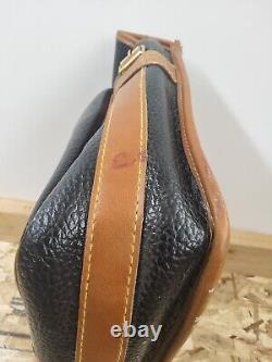 Dooney & Bourke Vintage Equestrian Pebbled Dark Navy & Tan Leather Briefcase