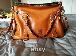 Dooney Bourke handbag vintage crossbody brown leather adjustable strap & tassels
