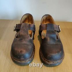 Dr Martens Vintage Polley Mary Jane Crazy Horse Brown Leather Shoes MIE Uk 6