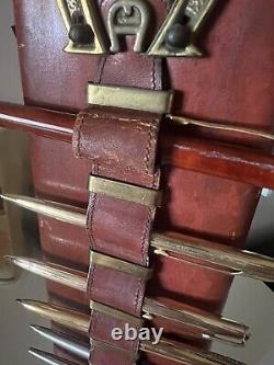 ETIENNE AIGNER Pen Holder Desk Or Wall Leather Iron Horse Vintage