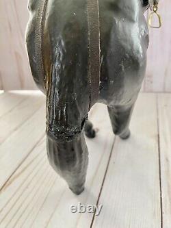 Equestrian Horse Figures 3 Leather Wrapped Vintage 2 withSaddles Glass Eyes