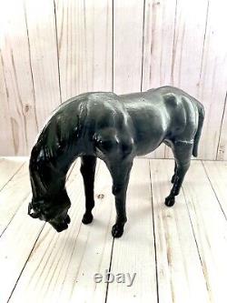 Equestrian Horse Figures 3 Leather Wrapped Vintage 2 withSaddles Glass Eyes