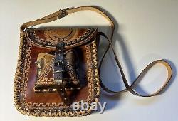 Equestrian Leather Hand Tooled Purse Shoulder Bag Hippie Boho Horse Hand Made