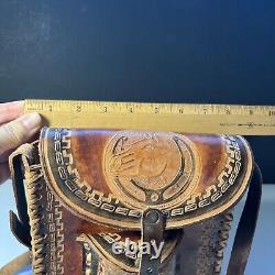 Equestrian Leather Hand Tooled Purse Shoulder Bag Hippie Boho Horse Hand Made