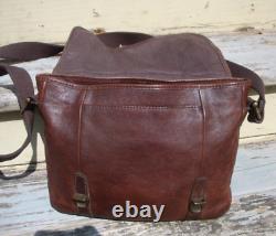 FOSSIL Brown Leather Saddlebag Messenger Vintage Boho Hobo Hippie Biker Handbag