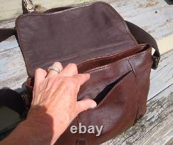 FOSSIL Brown Leather Saddlebag Messenger Vintage Boho Hobo Hippie Biker Handbag